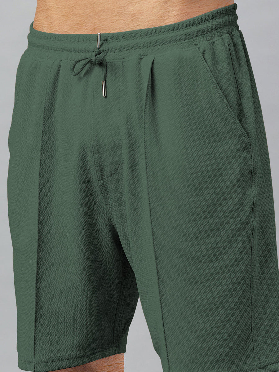 Haxor Men Green Adaptive Viscose Henley Neck Half Sleeve T-shirt and Short Set