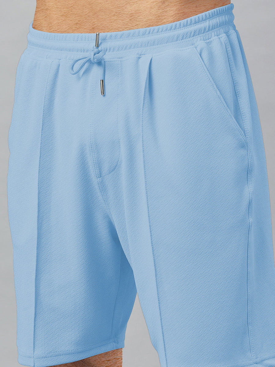 Haxor Men  Light Blue Adaptive Viscose Henley Neck Half Sleeve T-shirt and Short Set