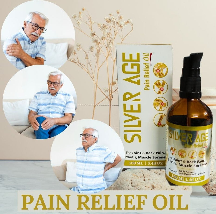 Silverage Combo Ayurvedische Olie voor Gewrichtspijnverlichting met Massage Potli (Gratis Paar Kniebraces S tot XL)