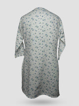 Witte adaptieve kurti voor dames met bloemenprint en driekwartmouwen