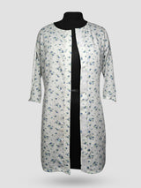 Witte adaptieve kurti voor dames met bloemenprint en driekwartmouwen
